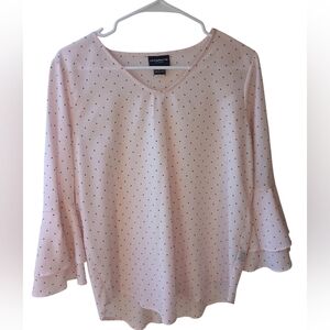 Liz Claiborne Light Pink Polka‎ Dot Blouse Small Women’s Classic Work Top